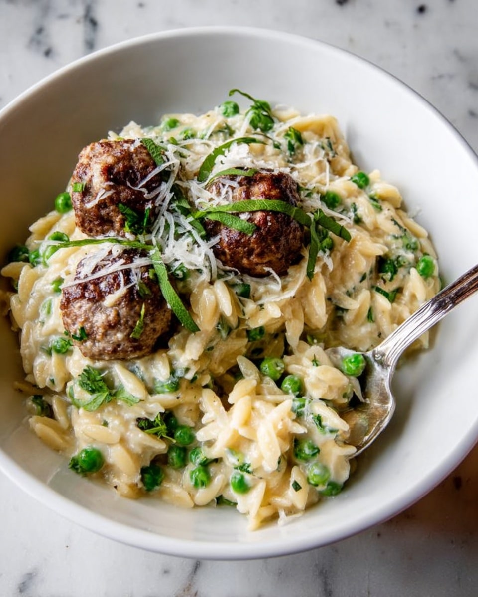 Orzo with Parmesan Meatballs in Mozzarella Basil Cream Sauce Recipe