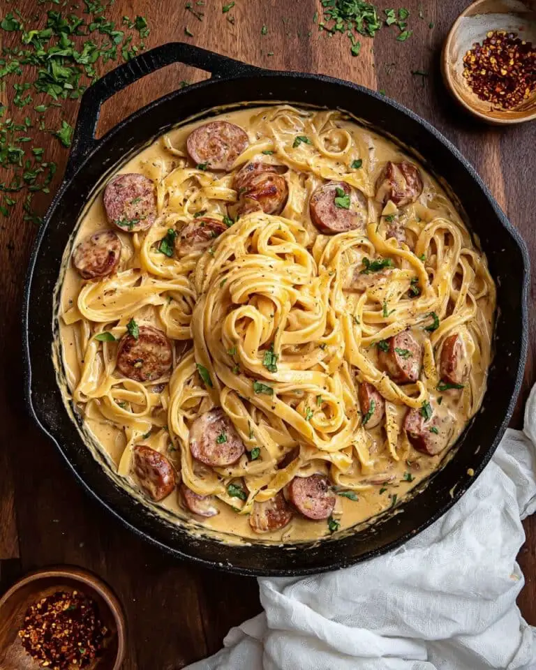 Cajun Smoked Sausage Alfredo Pasta Recipe
