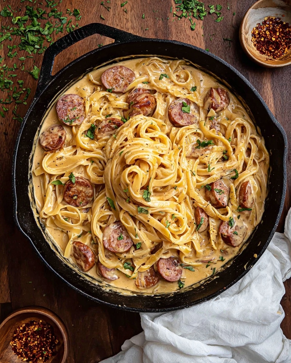 Cajun Smoked Sausage Alfredo Pasta Recipe