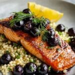 Blueberry Glazed Salmon with Lemon Herb Couscous Recipe