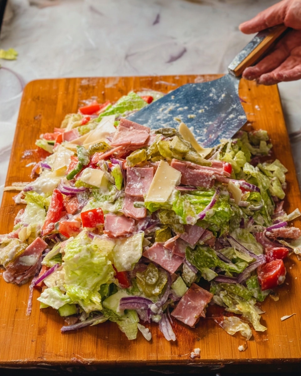 An open sandwich is placed on a wooden surface with a white marbled texture. The bottom layer is green lettuce leaves spread out to cover the base. On top of the lettuce, there are red tomato slices arranged in a circle. Over the tomatoes, there are thin round slices of light pink deli meat. The top layer consists of four overlapping slices of white cheese, covering most of the sandwich ingredients beneath. The photo taken with an iphone --ar 4:5 --v 7