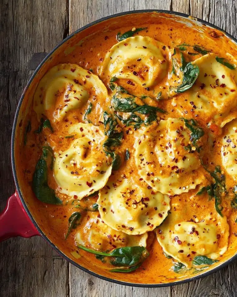Red Pesto Ricotta Ravioli with Basil and Chili Flakes Recipe