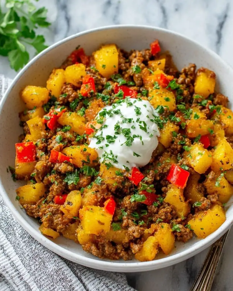 Southwest Ground Beef and Potato Skillet Recipe