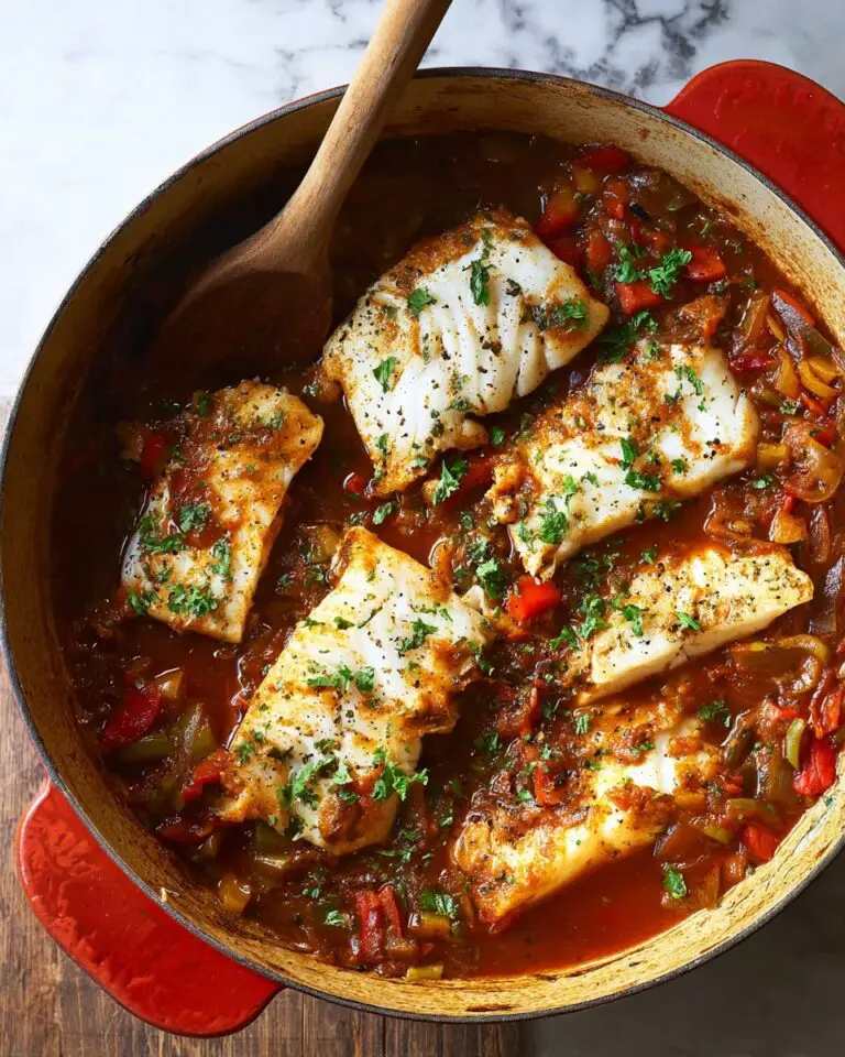 Moroccan-Style Cod with Bell Pepper and Harissa Sauce Recipe