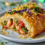 Savory Crawfish King Cake with Mardi Gras Colors Recipe
