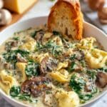 Creamy Parmesan Mushroom and Spinach Tortellini Soup Recipe