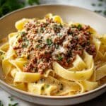 Creamy White Bolognese Sauce with Herb-Infused Ground Meat Recipe