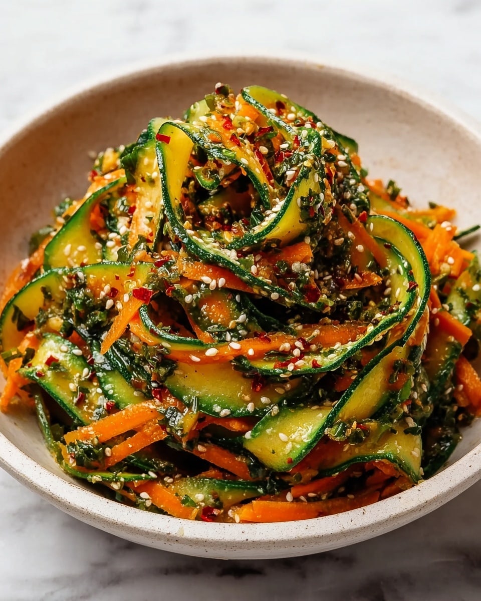 Cucumber Carrot Salad with Lemon-Garlic Dressing and Sesame Seeds Recipe