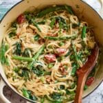 Creamy Pasta Primavera with Vegetables and Pine Nuts Recipe