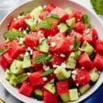 Watermelon Cucumber Feta Salad with Honey-Lime Dressing Recipe