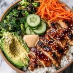 Sticky Chicken Poke Bowls with Spicy Mayo and Crispy Veggies Recipe