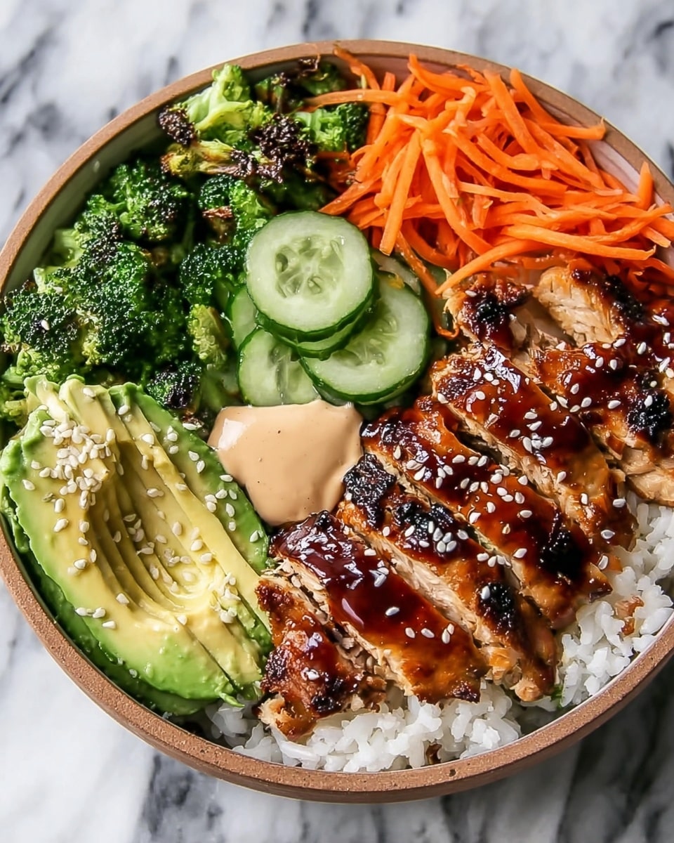 Sticky Chicken Poke Bowls with Spicy Mayo and Crispy Veggies Recipe