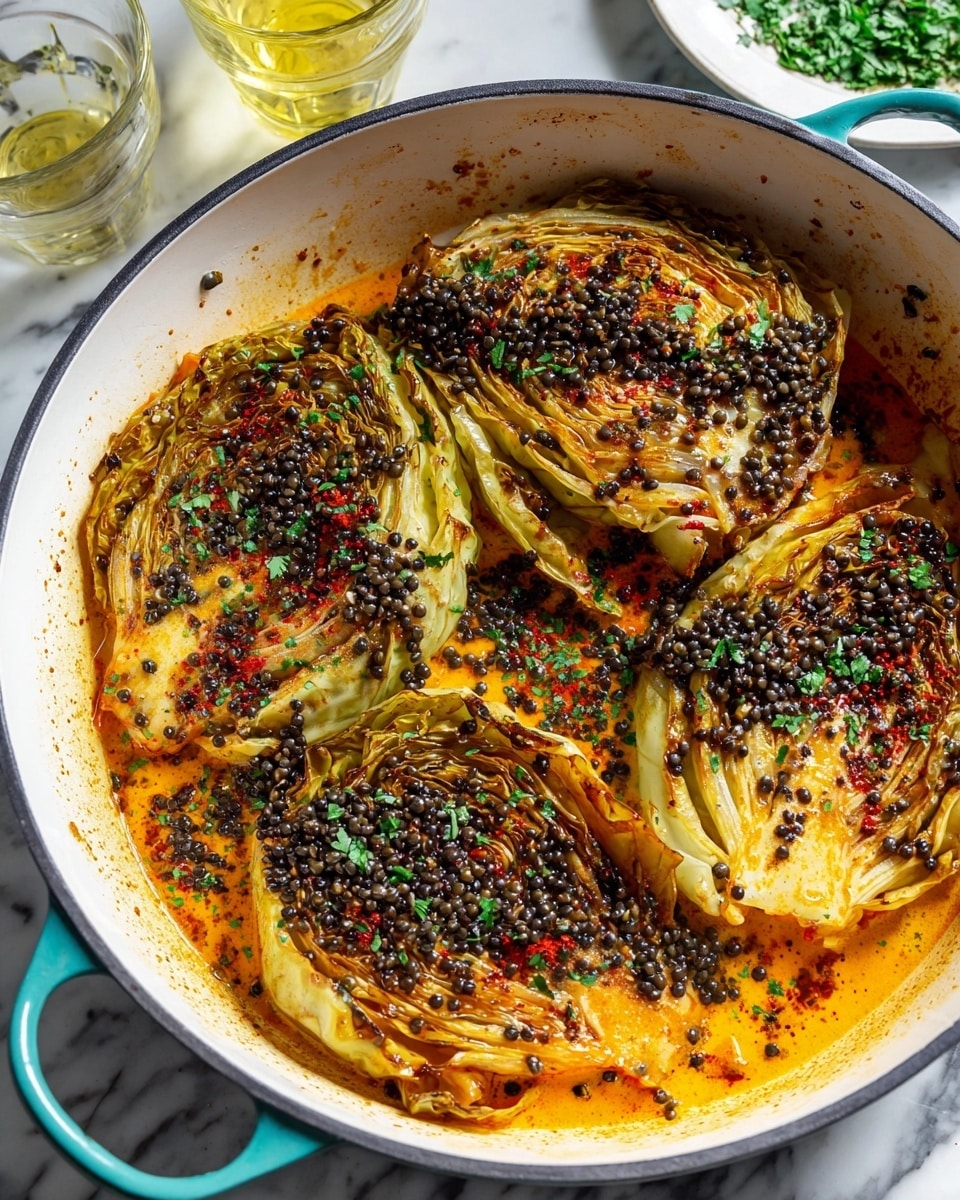 Coconut-Braised Cabbage with Crispy Lentils Recipe