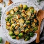 Roasted Brussels Sprouts Caesar Salad with Tahini Dressing and Sunflower Seeds Recipe