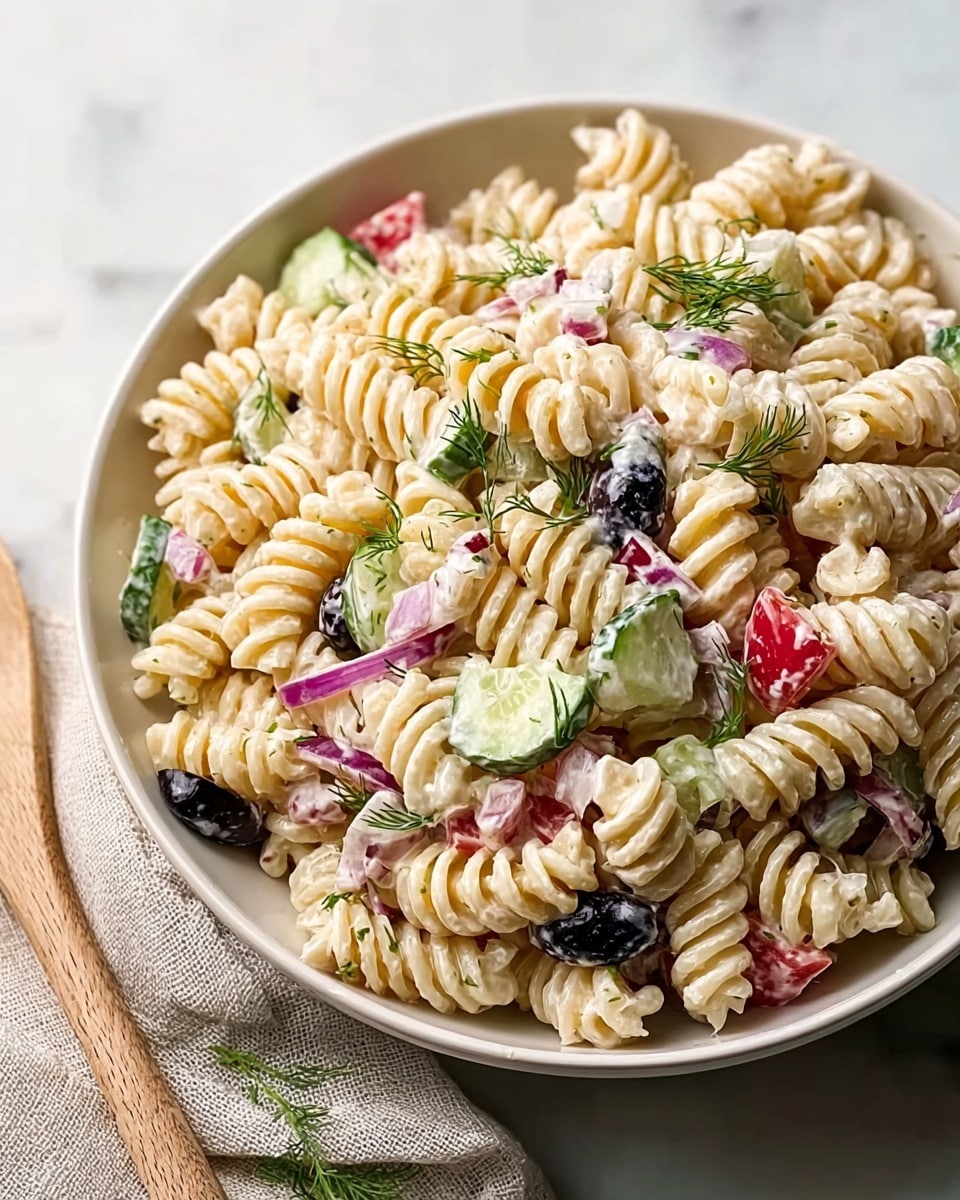 Quick Pasta Salad with Greek Yogurt Dressing Recipe