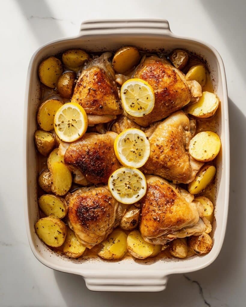 Baked Honey Lemon Chicken and Potatoes Recipe