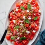 Watermelon Salad with Feta, Pickled Shallots, and Pistachios Recipe