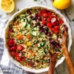 Orzo Pasta Salad with Feta, Veggies, and Herb Vinaigrette Recipe