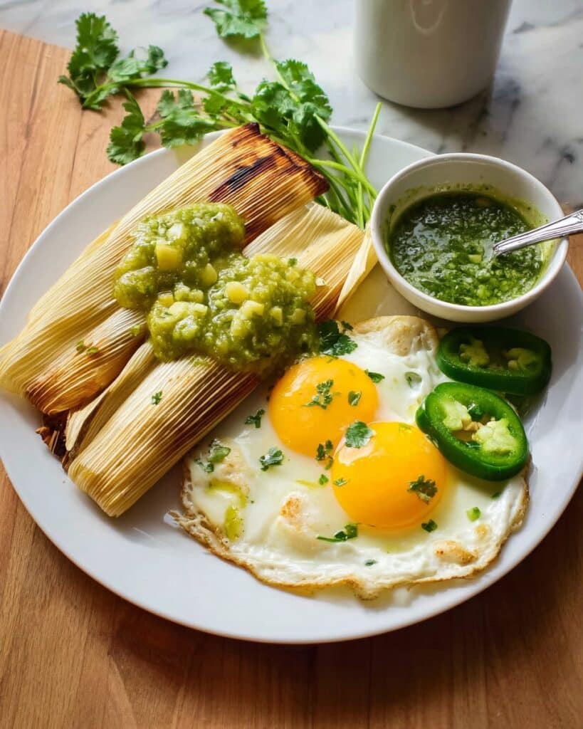 Breakfast Tamales with Runny Egg and Salsa Recipe