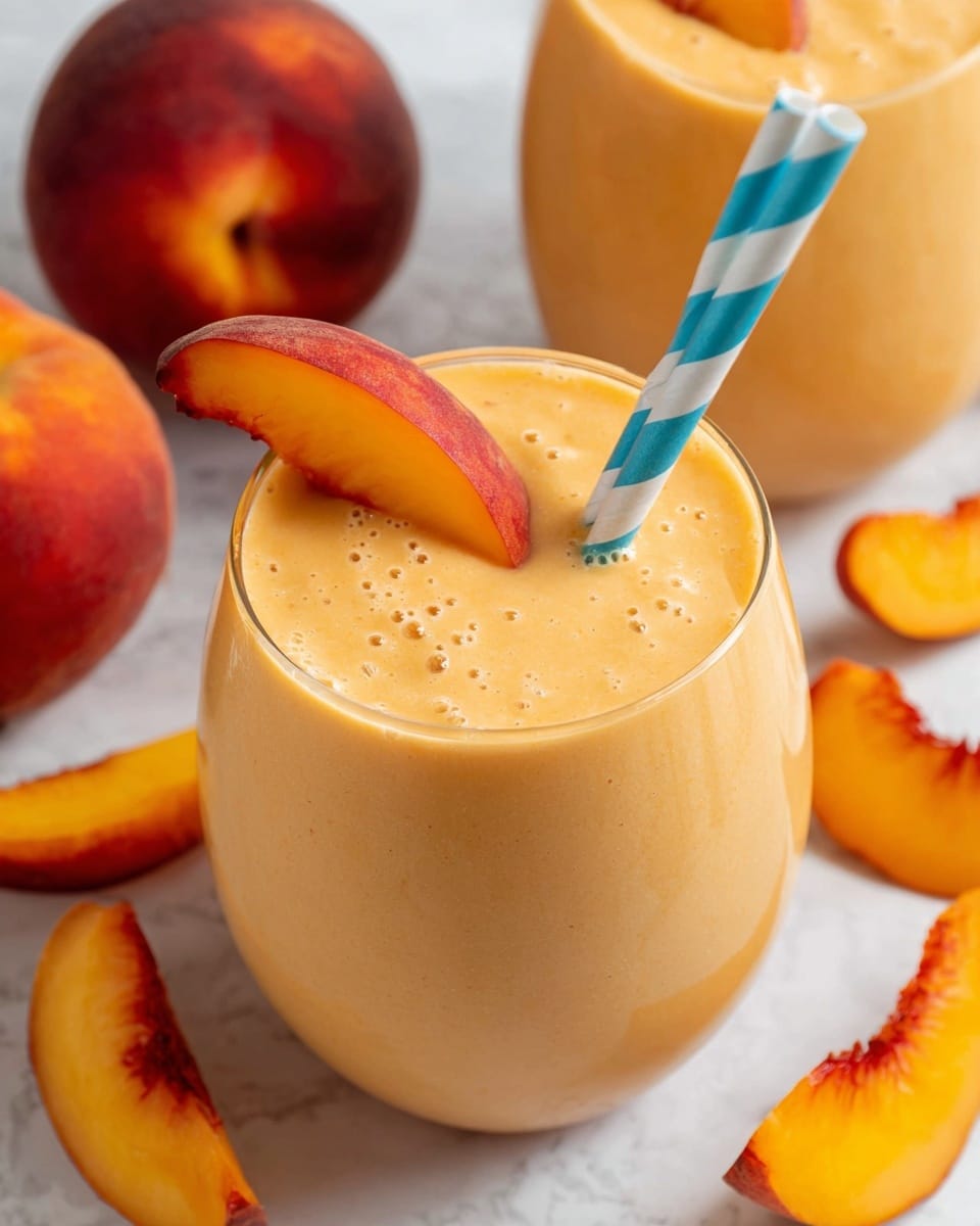 Creamy Banana Peach Smoothie with a Touch of Cinnamon Recipe