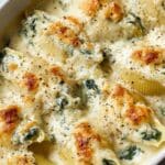 Creamy Alfredo Stuffed Shells with Ricotta, Spinach, and Three Cheeses Recipe