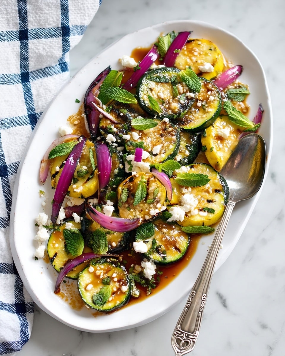 Grilled Zucchini and Yellow Squash with Lemon Herb Feta Recipe