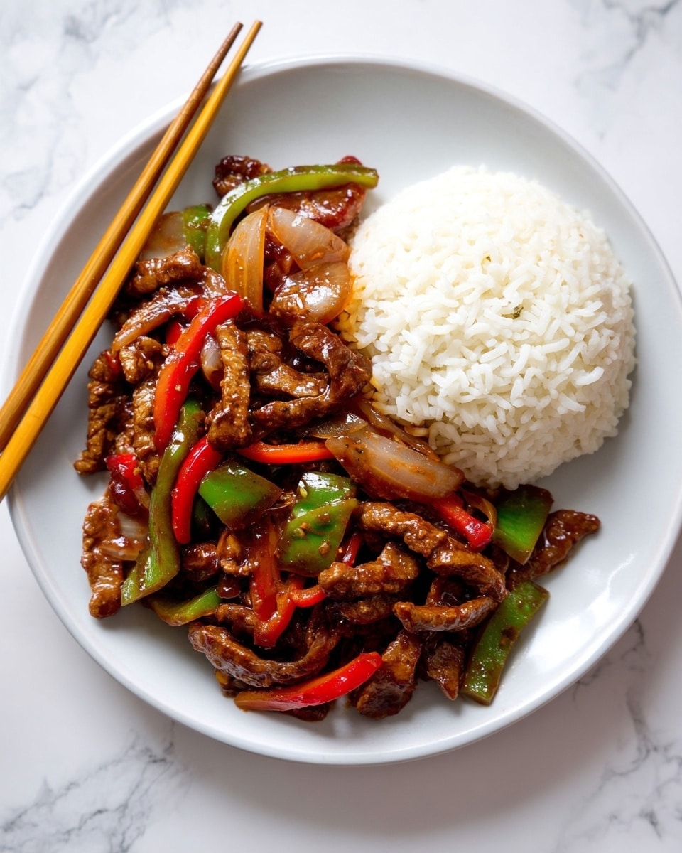 Black Pepper Beef Stir Fry with Vegetables and Jasmine Rice Recipe