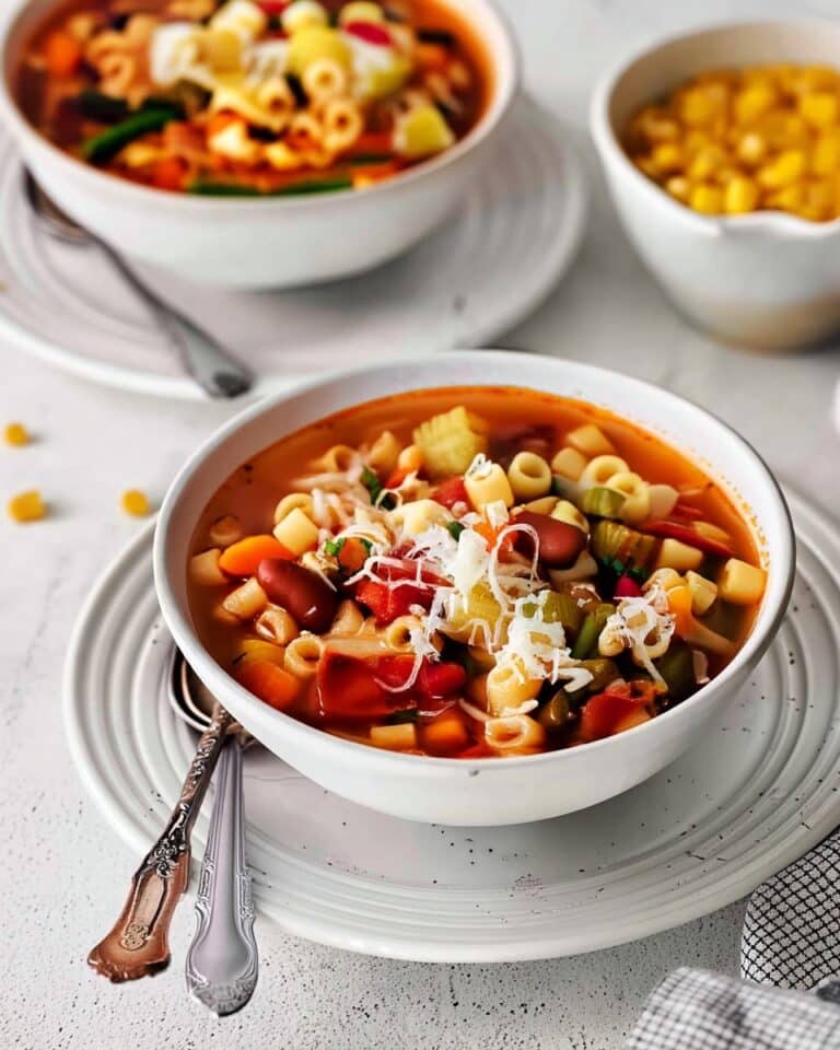 Hearty Minestrone Soup with Vegetables, Beans, and Pasta Recipe