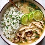 Ginger Lime Chicken and Mushroom Soup with Cilantro Rice Recipe