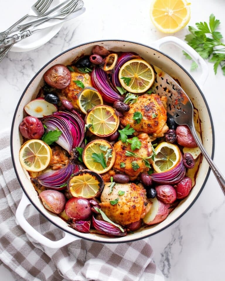 Greek Lemon Oregano Chicken Thighs with Roasted Potatoes and Olives Recipe