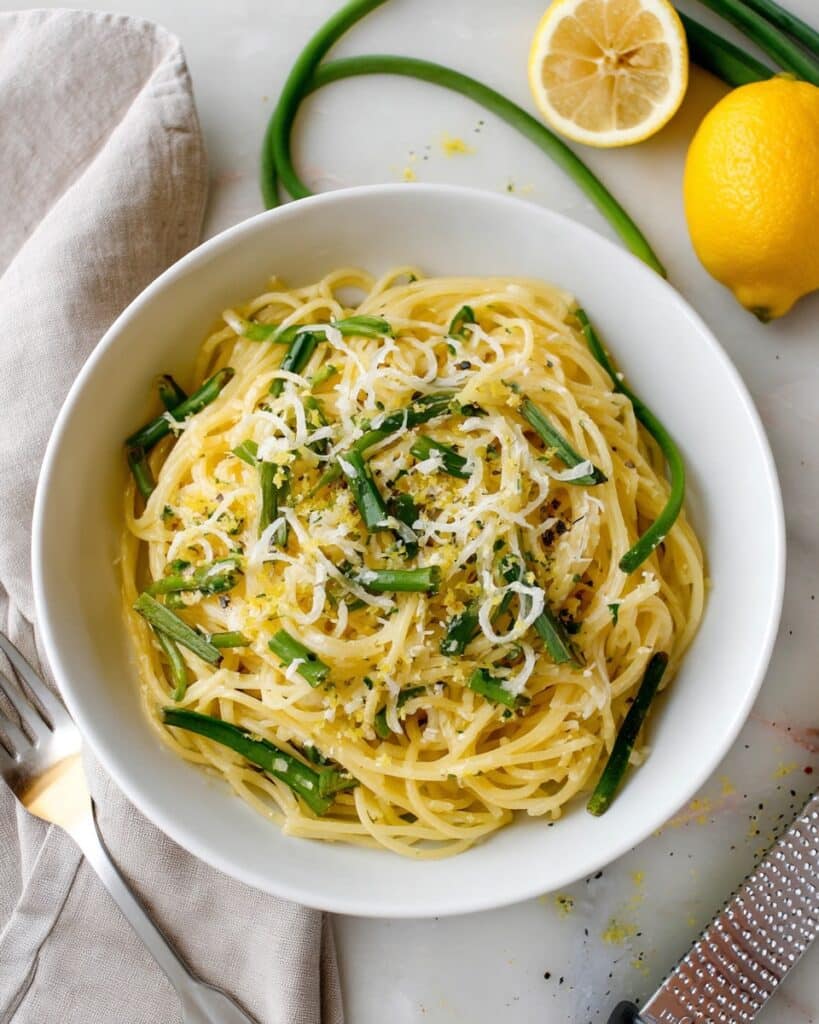 Lemon Garlic Scape Pasta Recipe
